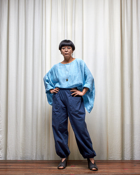 ECLIPSE CROP top - Aqua Linen Gauze
