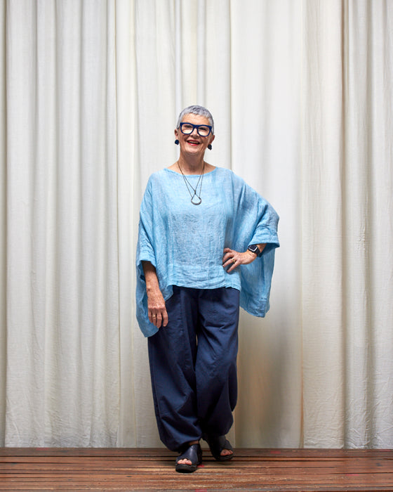 ECLIPSE CROP top - Aqua Linen Gauze