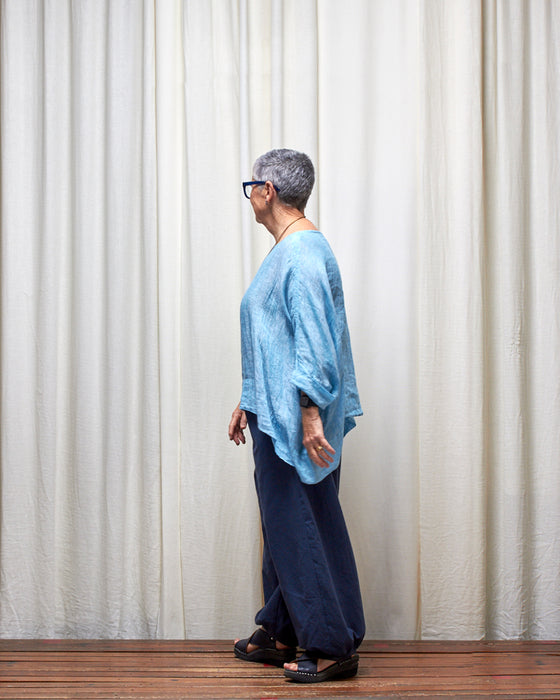 ECLIPSE CROP top - Aqua Linen Gauze