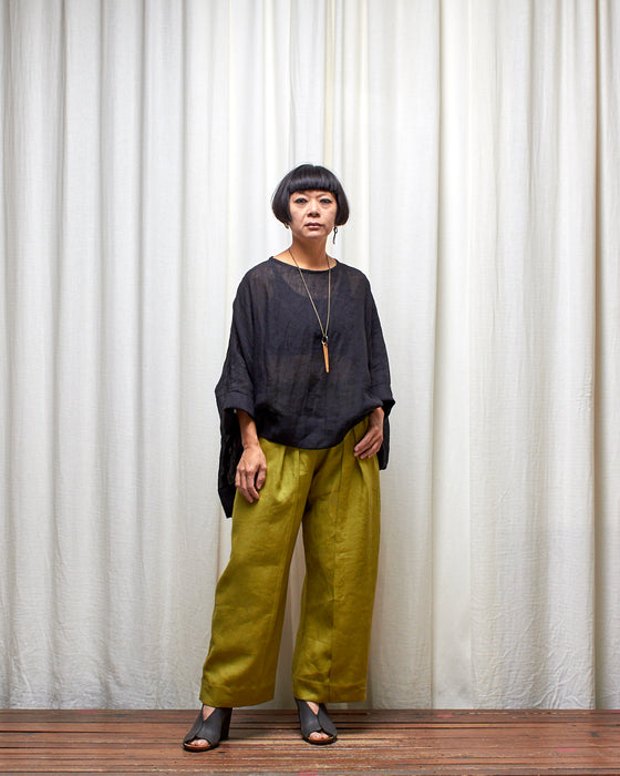 ECLIPSE CROP top - Black Linen Gauze