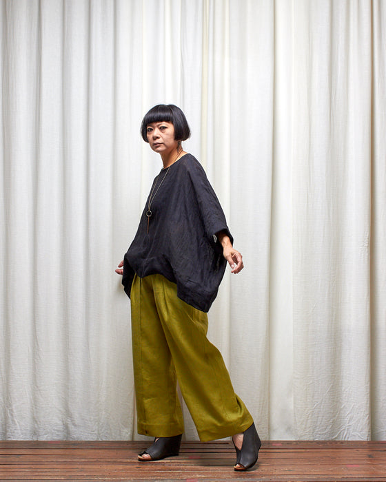 ECLIPSE CROP top - Black Linen Gauze