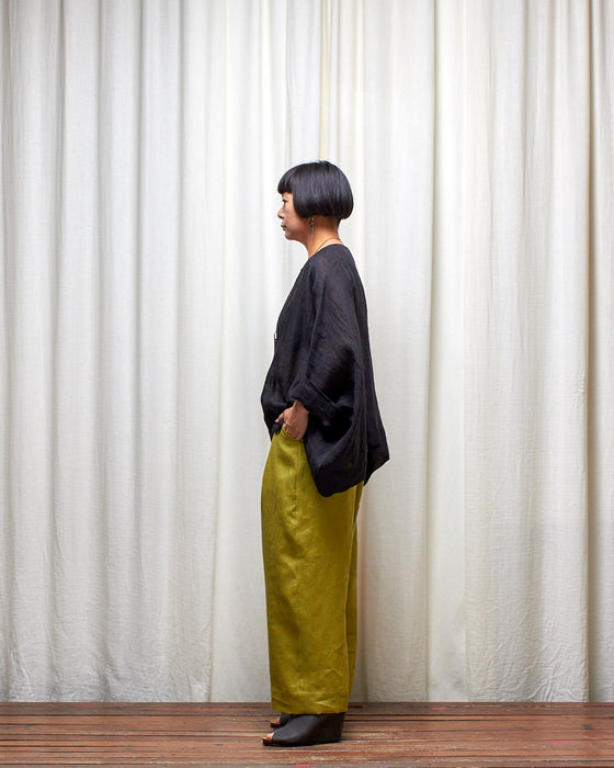 ECLIPSE CROP top - Black Linen Gauze