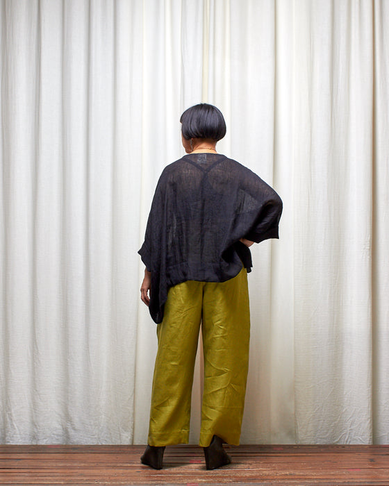ECLIPSE CROP top - Black Linen Gauze