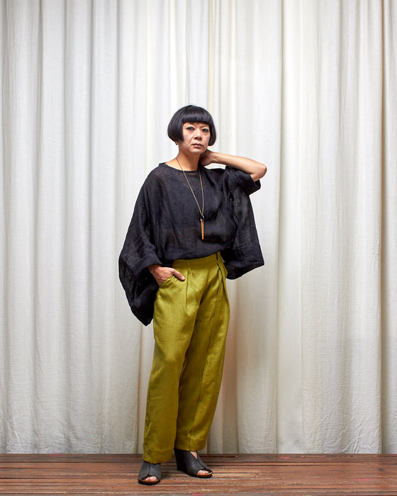 ECLIPSE CROP top - Black Linen Gauze