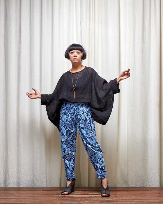 ECLIPSE CROP top - Black Linen Gauze