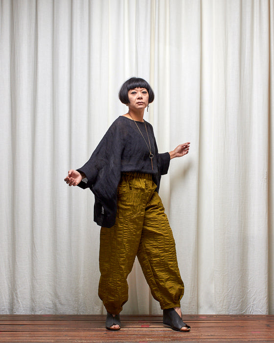 ECLIPSE CROP top - Black Linen Gauze