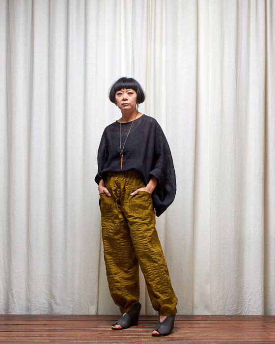 ECLIPSE CROP top - Black Linen Gauze