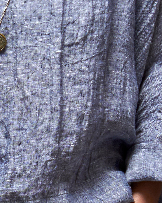 ECLIPSE CROP top - Charcoal Blue Melange Linen Gauze