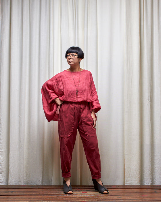 ECLIPSE CROP top - Hibiscus Linen Gauze