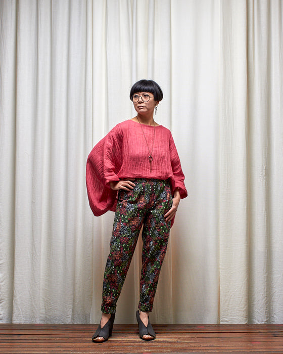 ECLIPSE CROP top - Hibiscus Linen Gauze