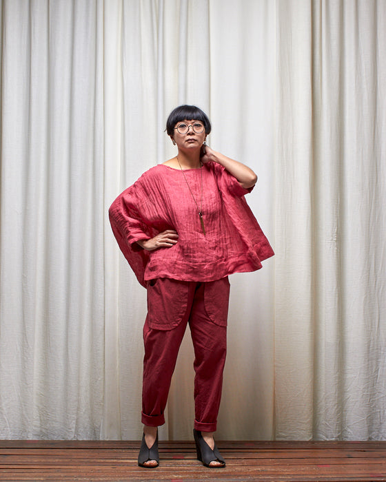 ECLIPSE CROP top - Hibiscus Linen Gauze