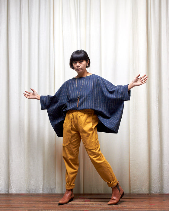 ECLIPSE CROP top - Prussian Blue Stripe  **ONLY 8 AVAILABLE**