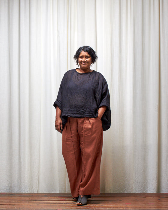 ECLIPSE CROP top - Black Linen Gauze