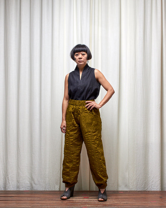 FIELD WORK pants - Chartreuse Seersucker