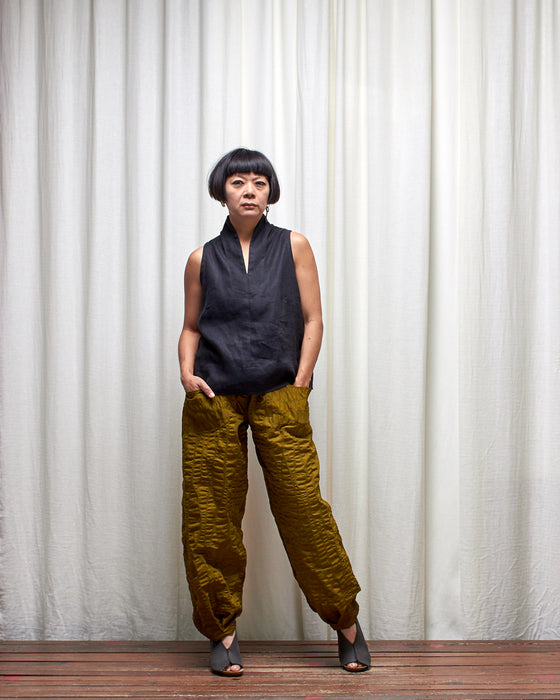 FIELD WORK pants - Chartreuse Seersucker