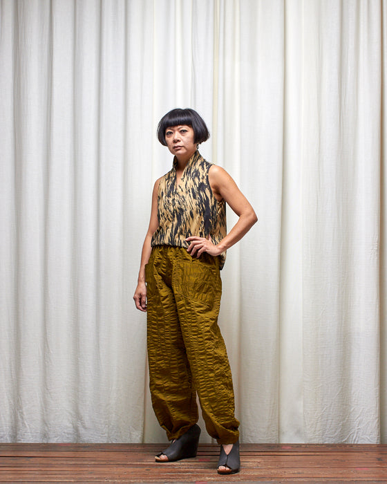 FIELD WORK pants - Chartreuse Seersucker