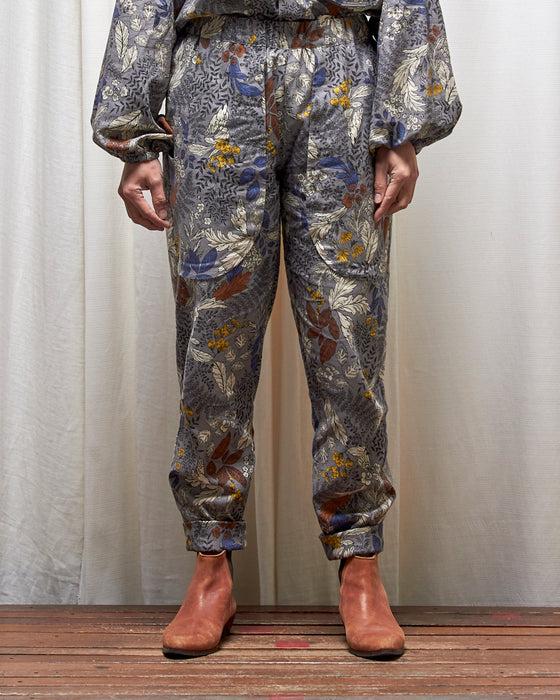 LAZY SUSAN pants - Silver Floral Garden