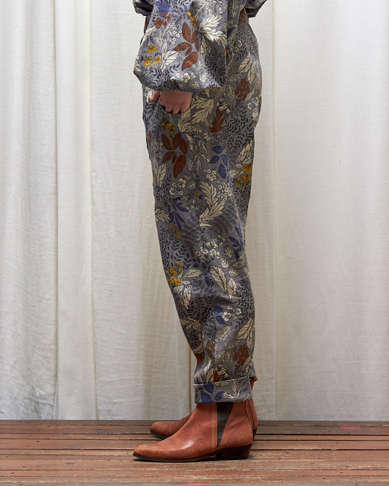LAZY SUSAN pants - Silver Floral Garden