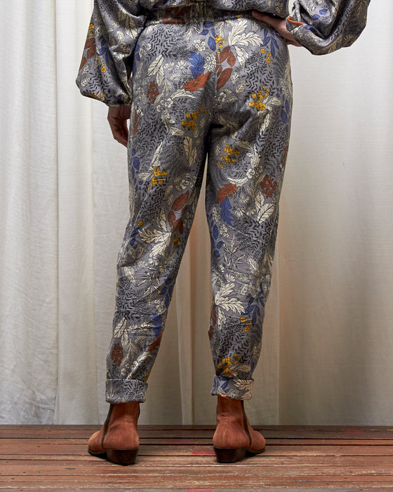 LAZY SUSAN pants - Silver Floral Garden
