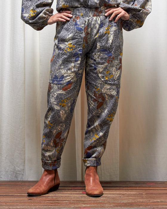 LAZY SUSAN pants - Silver Floral Garden