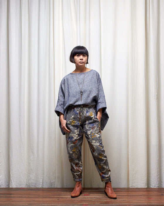 LAZY SUSAN pants - Silver Floral Garden