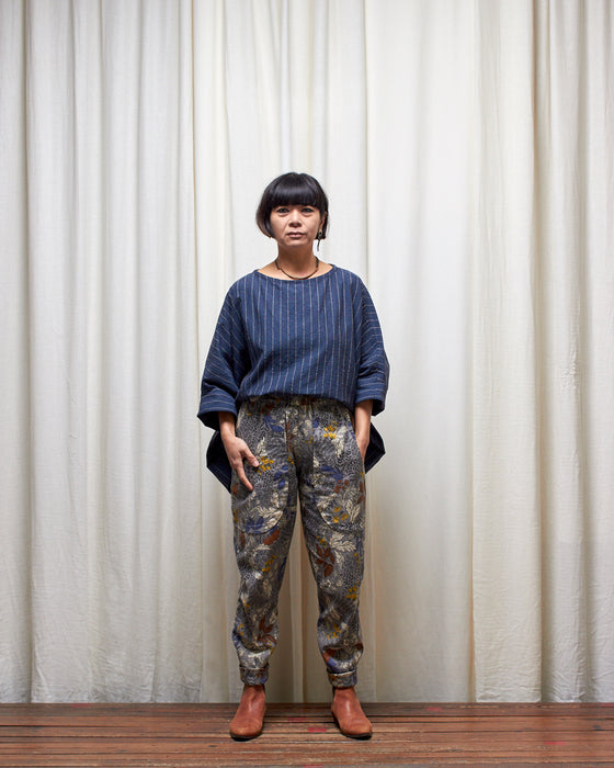 LAZY SUSAN pants - Silver Floral Garden