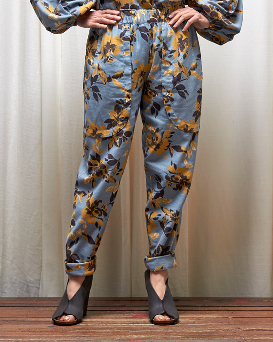 LAZY SUSAN pants - Sky Honey Floral Ikat **ONLY 6 AVAILABLE**
