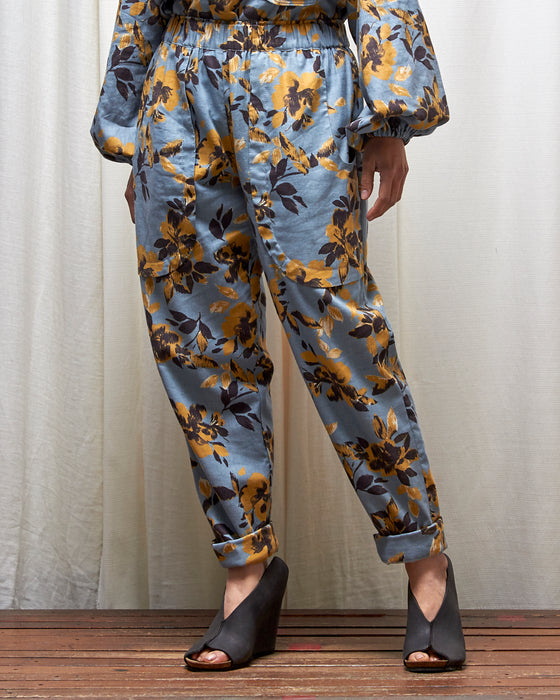 LAZY SUSAN pants - Sky Honey Floral Ikat **ONLY 6 AVAILABLE**
