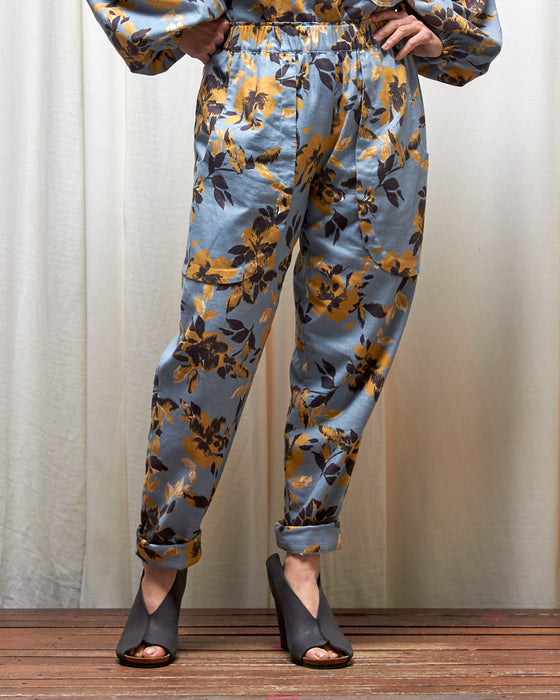 LAZY SUSAN pants - Sky Honey Floral Ikat **ONLY 6 AVAILABLE**