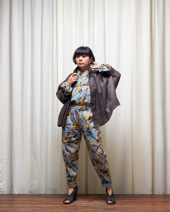 LAZY SUSAN pants - Sky Honey Floral Ikat **ONLY 6 AVAILABLE**