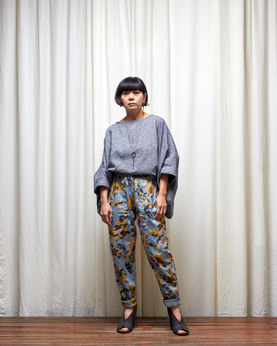 LAZY SUSAN pants - Sky Honey Floral Ikat **ONLY 6 AVAILABLE**
