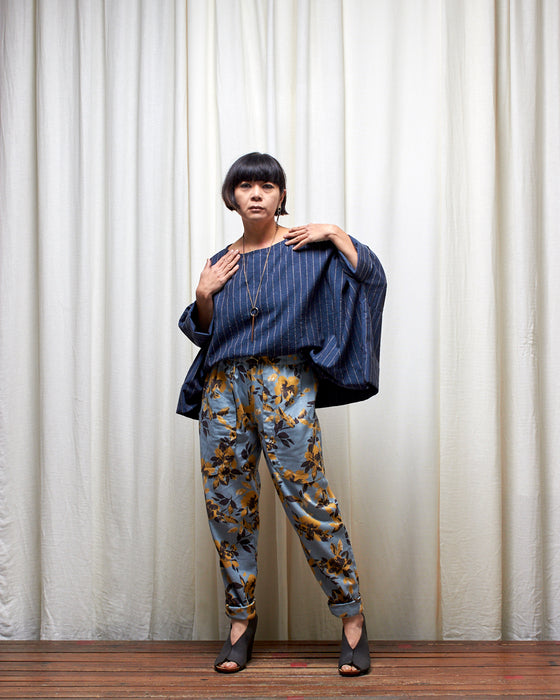 LAZY SUSAN pants - Sky Honey Floral Ikat **ONLY 6 AVAILABLE**