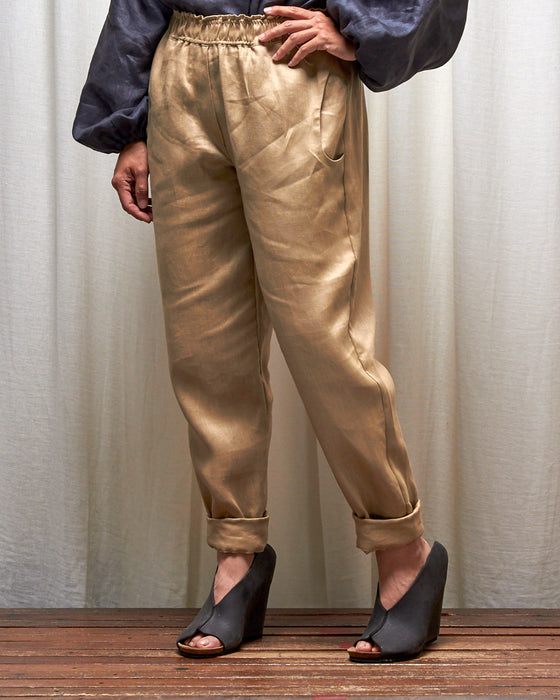 ROVING pants - Pale Gold Linen