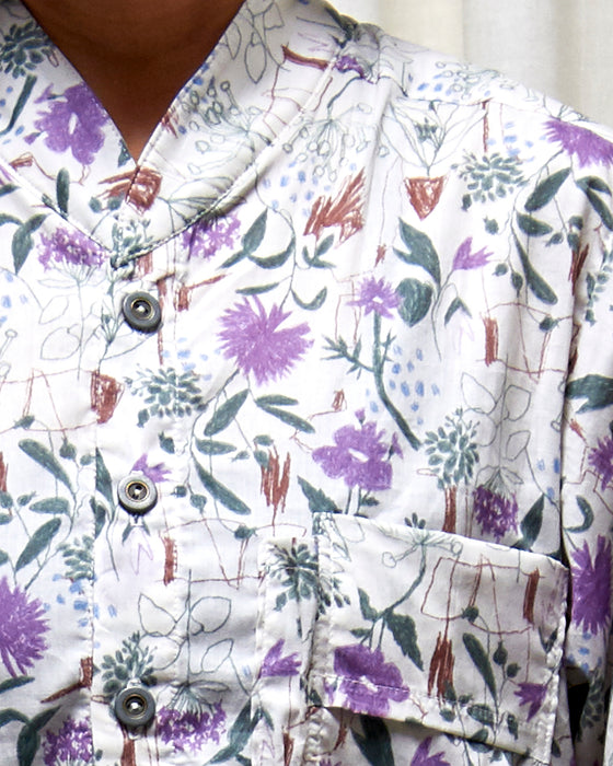 ROY dresshirt - Mauve Verbena Garden