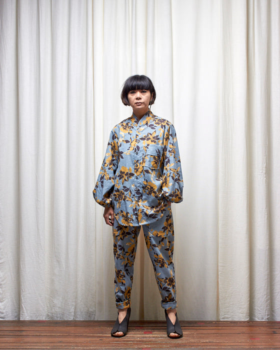 ROY dresshirt - Sky Honey Floral Ikat MADE-TO-ORDER