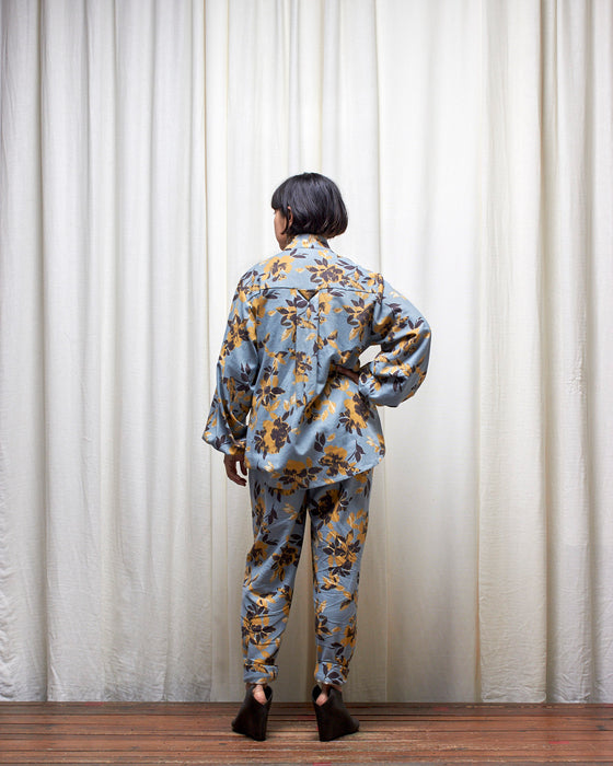 ROY dresshirt - Sky Honey Floral Ikat MADE-TO-ORDER