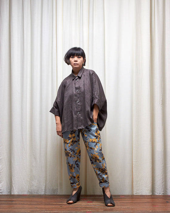 ROY dresshirt - Sky Honey Floral Ikat MADE-TO-ORDER