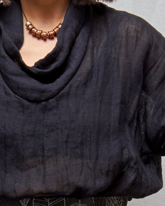 SKYWALKER top - Black Linen Gauze