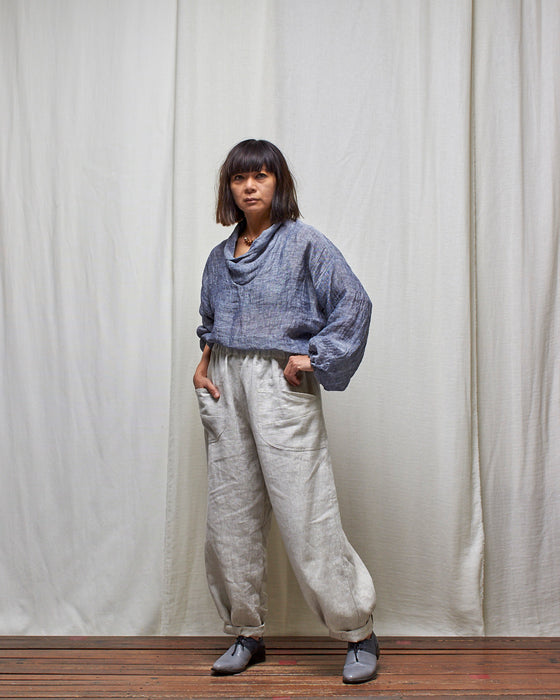 SKYWALKER top - Blue Melange Linen Gauze LUCKY LAST