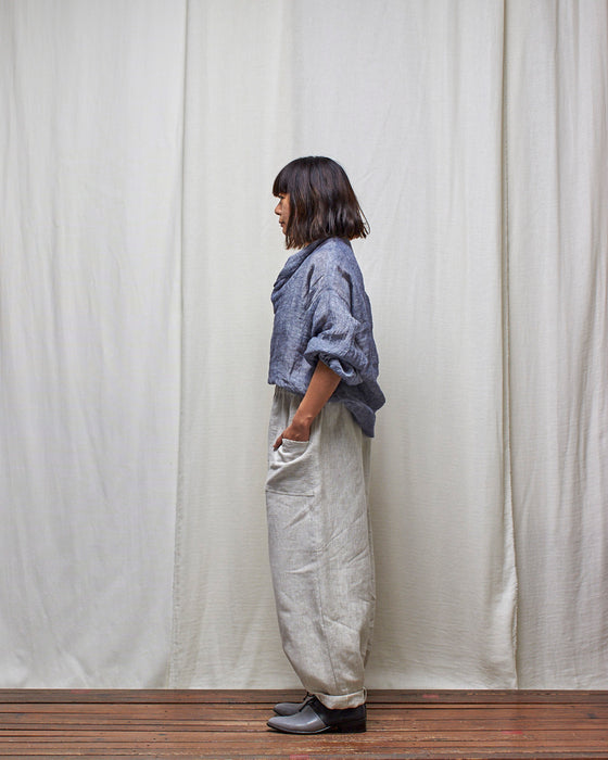 SKYWALKER top - Blue Melange Linen Gauze LUCKY LAST