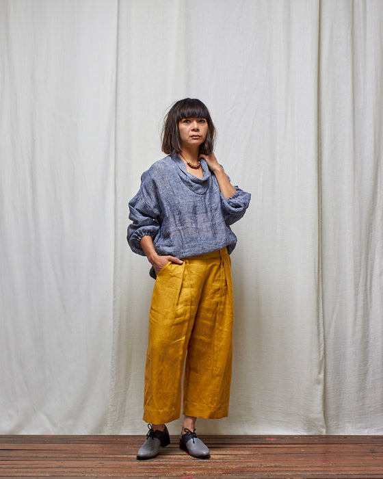 SKYWALKER top - Blue Melange Linen Gauze LUCKY LAST