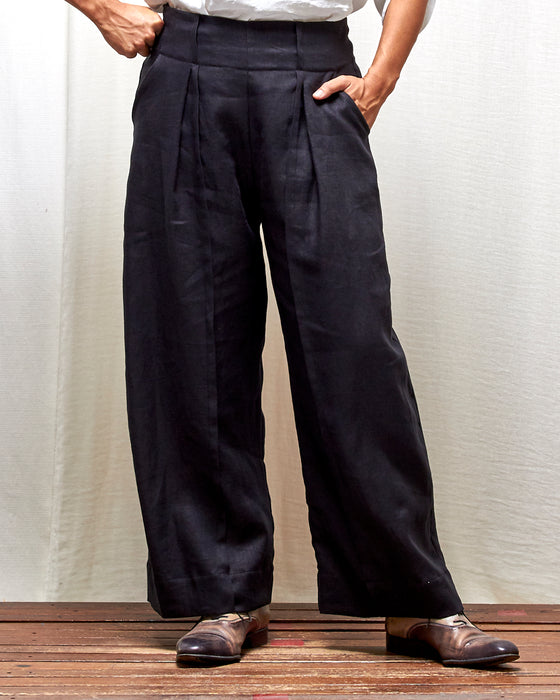STRIKER trousers - Black Linen MADE-TO-ORDER