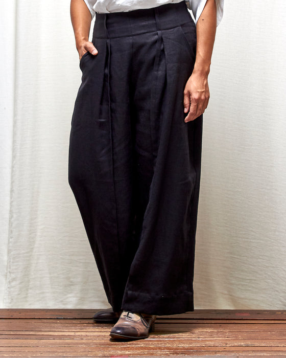STRIKER trousers - Black Linen MADE-TO-ORDER