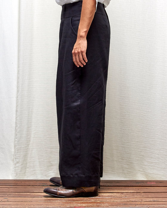 STRIKER trousers - Black Linen MADE-TO-ORDER