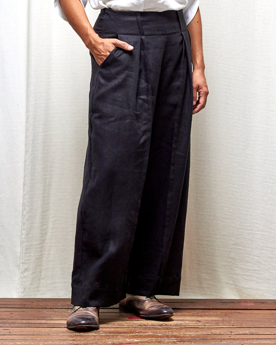 STRIKER trousers - Black Linen MADE-TO-ORDER