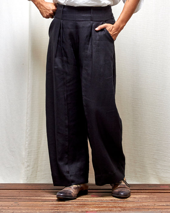 STRIKER trousers - Black Linen MADE-TO-ORDER