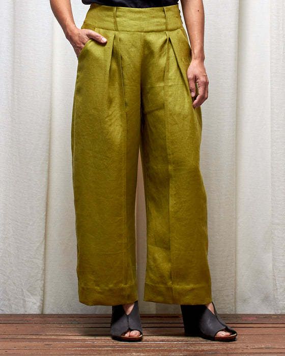 STRIKER trousers - Pesto Linen