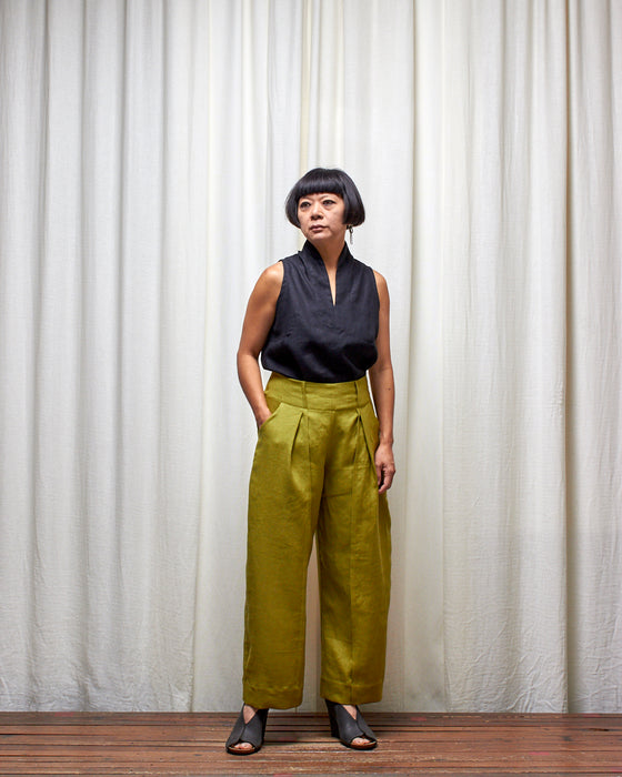 STRIKER trousers - Pesto Linen