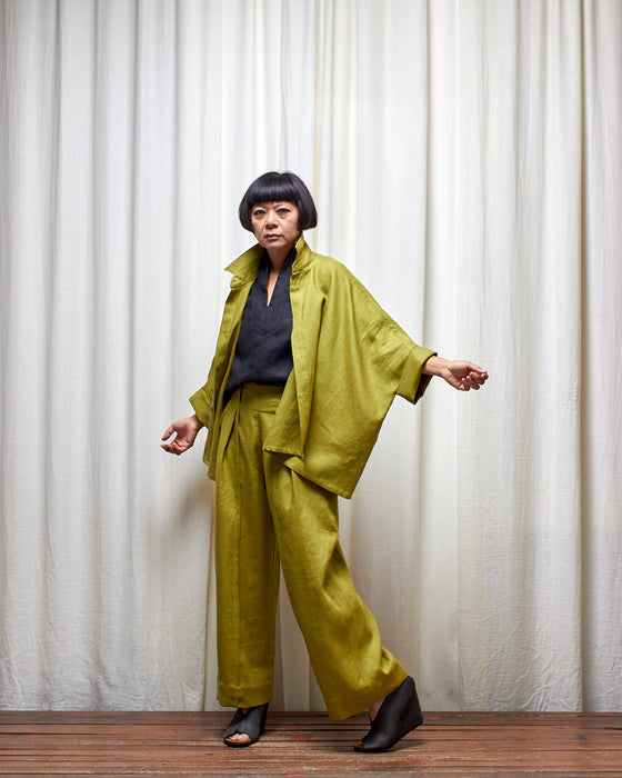 STRIKER trousers - Pesto Linen