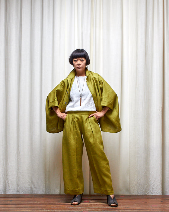 STRIKER trousers - Pesto Linen